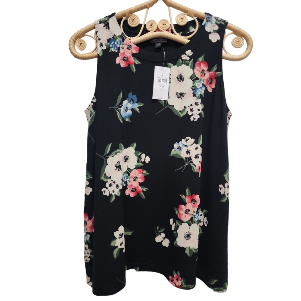 J. Jill black top with floral print size M Pitite